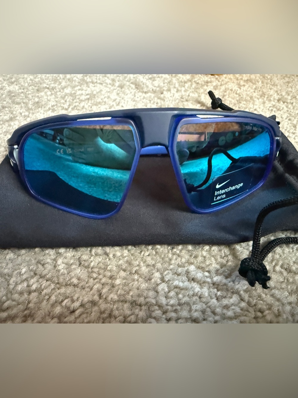 NWT Nike Flyfree M Blue Interchangeable Lens Sports Sunglasses FV2391-410 Case